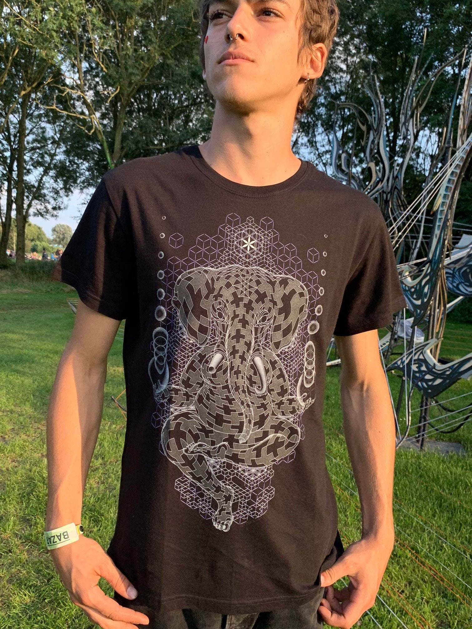 Ganesha yoga shirt for men GANESCHER BLACK psychedelic elephant tee Ganesh sacred geometry unisex shirt yoga unisex t shirt Graphic Tee – Premium Graphic · Top Pick For Any Outfit