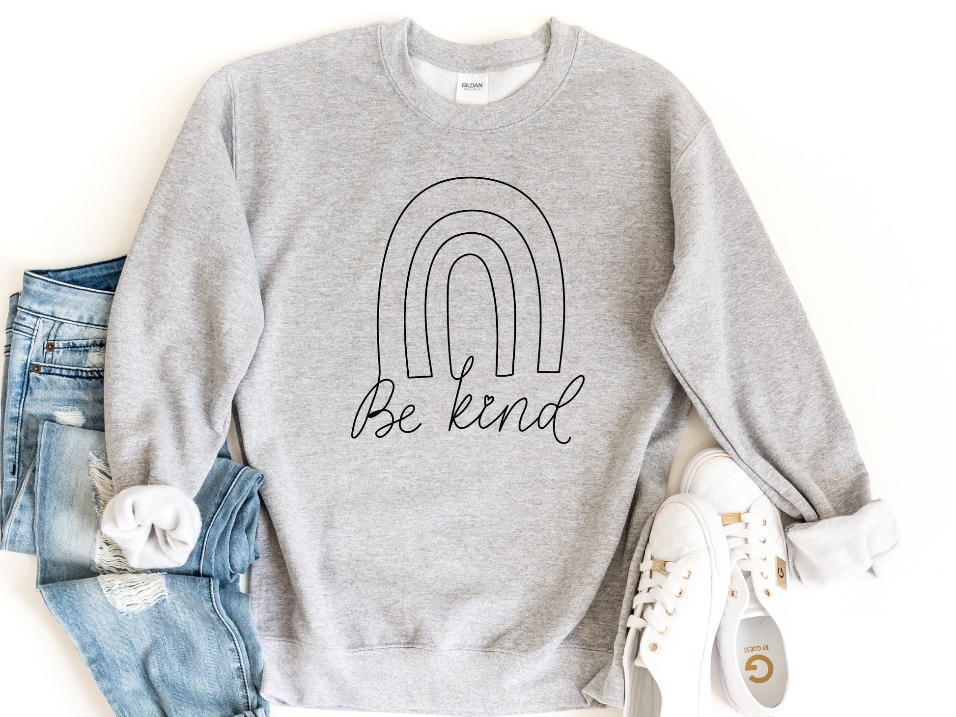 Be Kind Rainbow Sweatshirt Rainbow Sweater Kindness Sweatshirt Inspirational Sweater Be Kind Crewneck Sweater Motivational Sweatshirt Sweatshirt – Everyday Comfort · Great Gift For Fans