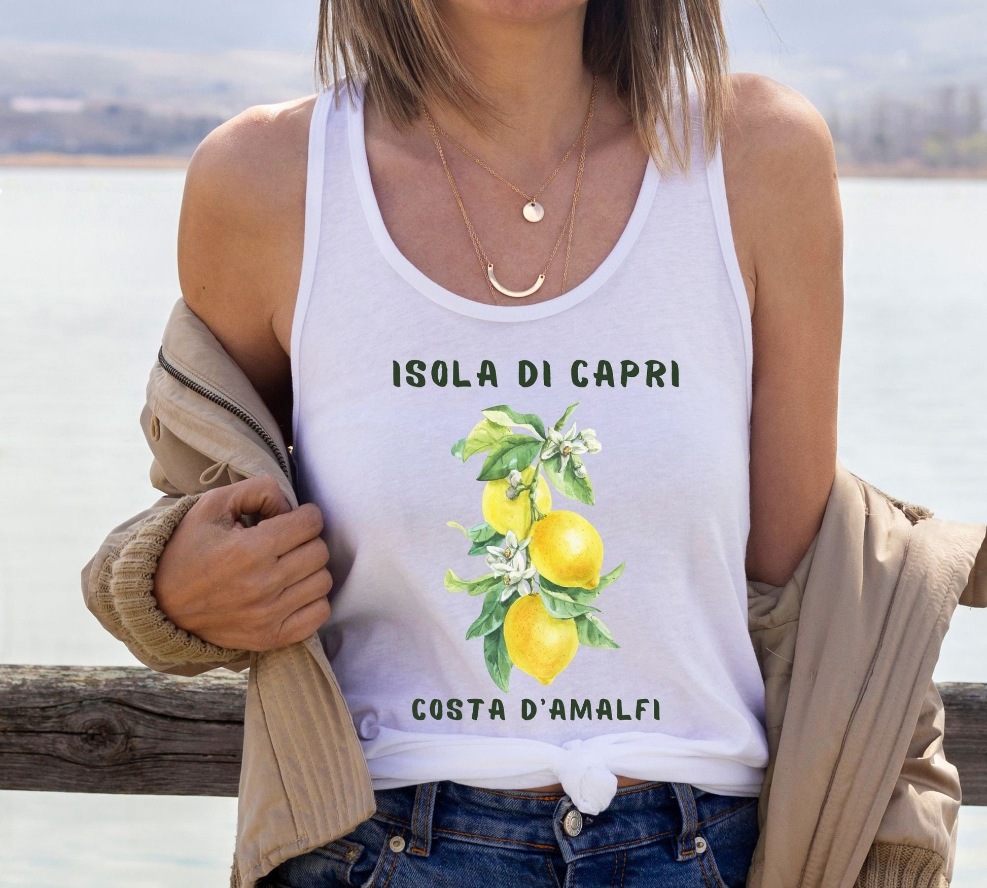 Capri Island Tank Top Italy Lover Gift Amalfi Coast Italy Tank Top Italy Lemon Tank Top Southern Italy Women39s Ideal Racerback Tank Tank Top – Aesthetic Look · Perfect For Daily Wear