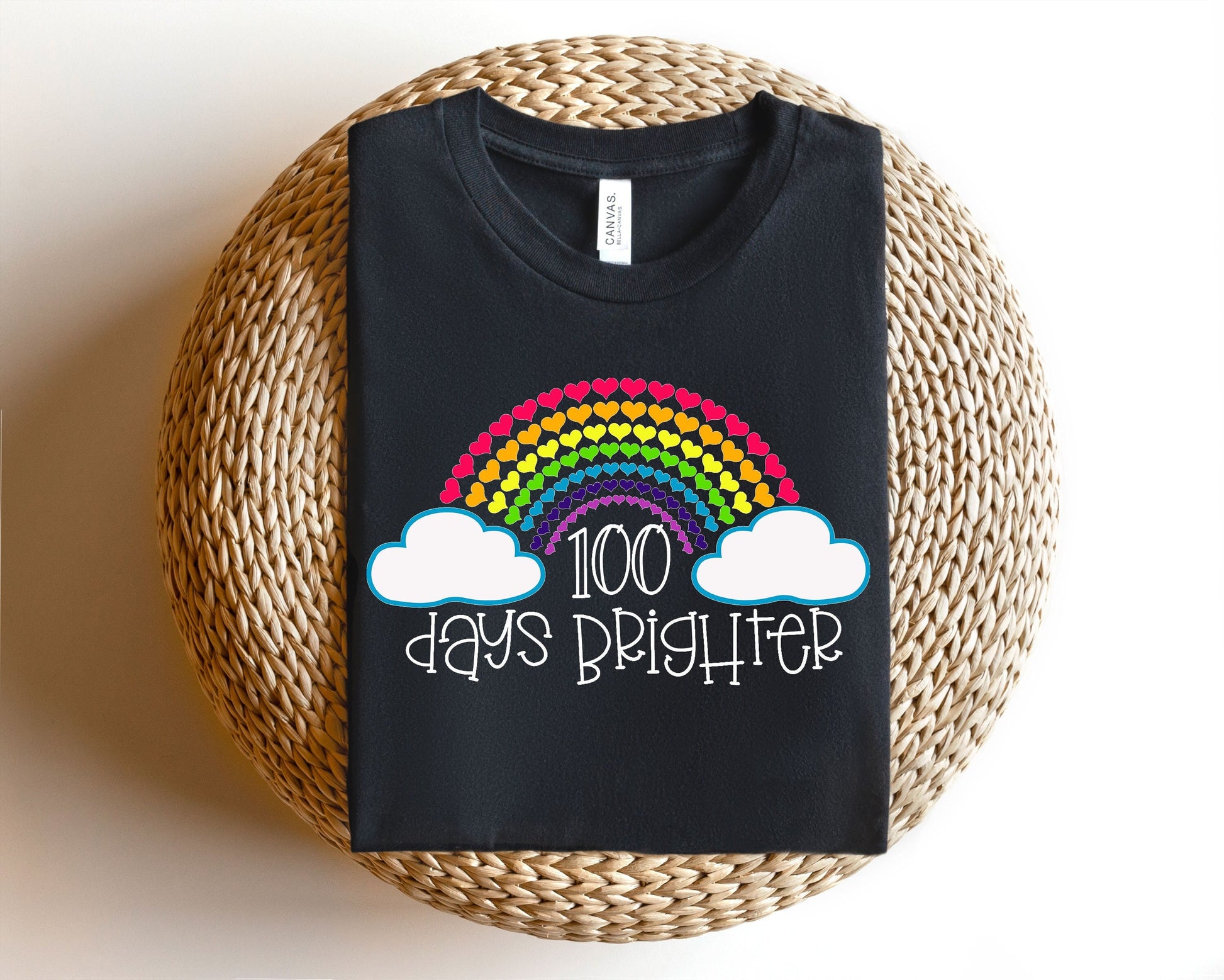 100 Days Brighter Shirt 100 Days Of School Shirt For Girls Rainbow 100 Days Shirt Teacher Shirt Toddler School Shirt Teacher Gifts Graphic Tee – Premium Graphic · Great Gift For Fans
