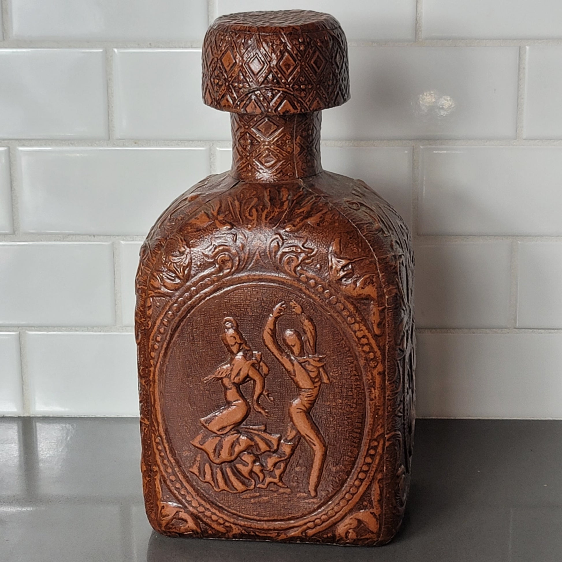 Vintage Glass Decanter Leather Tooled Wrap Barware Spain Dancers Graphic Tee – Cozy Vibes · Must-Have Style