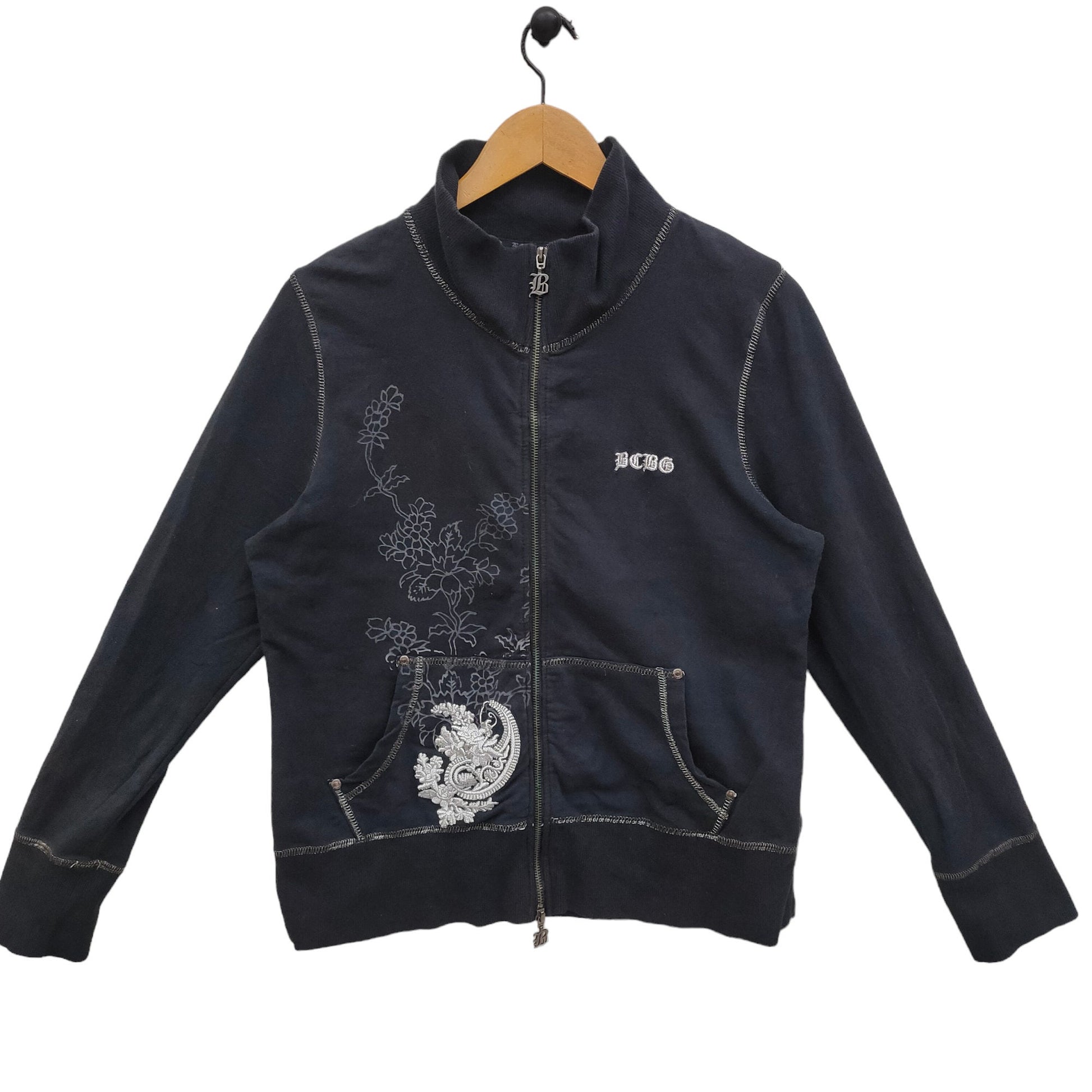 Embroidery Floral Sweatshirt Vintage Designer Black Zipper Sweater Sweatshirt – Bold Style · Perfect For Daily Wear