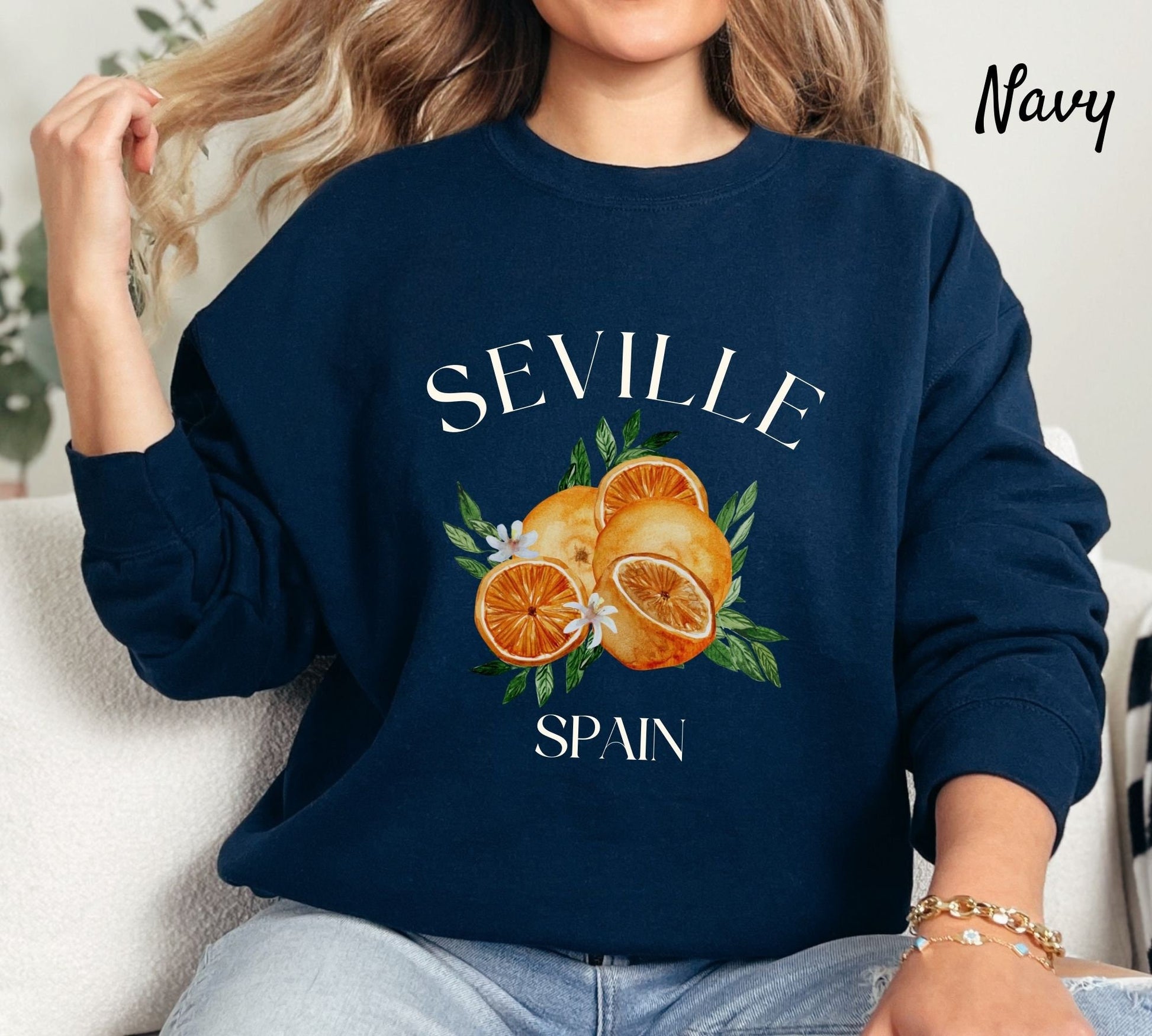 Seville Spain Sweatshirt Sevilla Oranges Spain Sweatshirt Seville Gift Southern Spain Travel Crewneck Unisex Sweater Sweatshirt – Bold Style · Great Gift For Fans