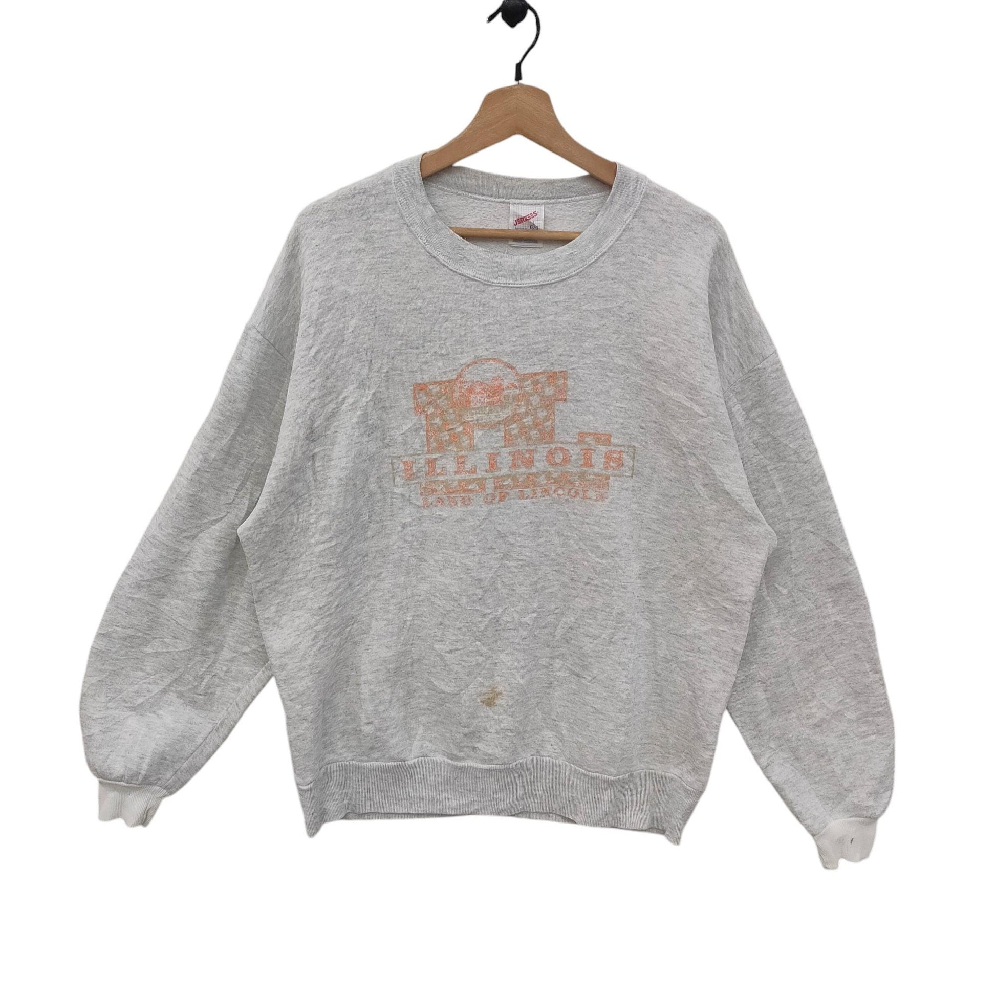 90s Illinois State Crewneck Sweatshirt Large Vintage Jerzees Land Of Lincoln Sweater Jumper Gray Size L Sweatshirt – Easygoing Wear · Must-Have Style