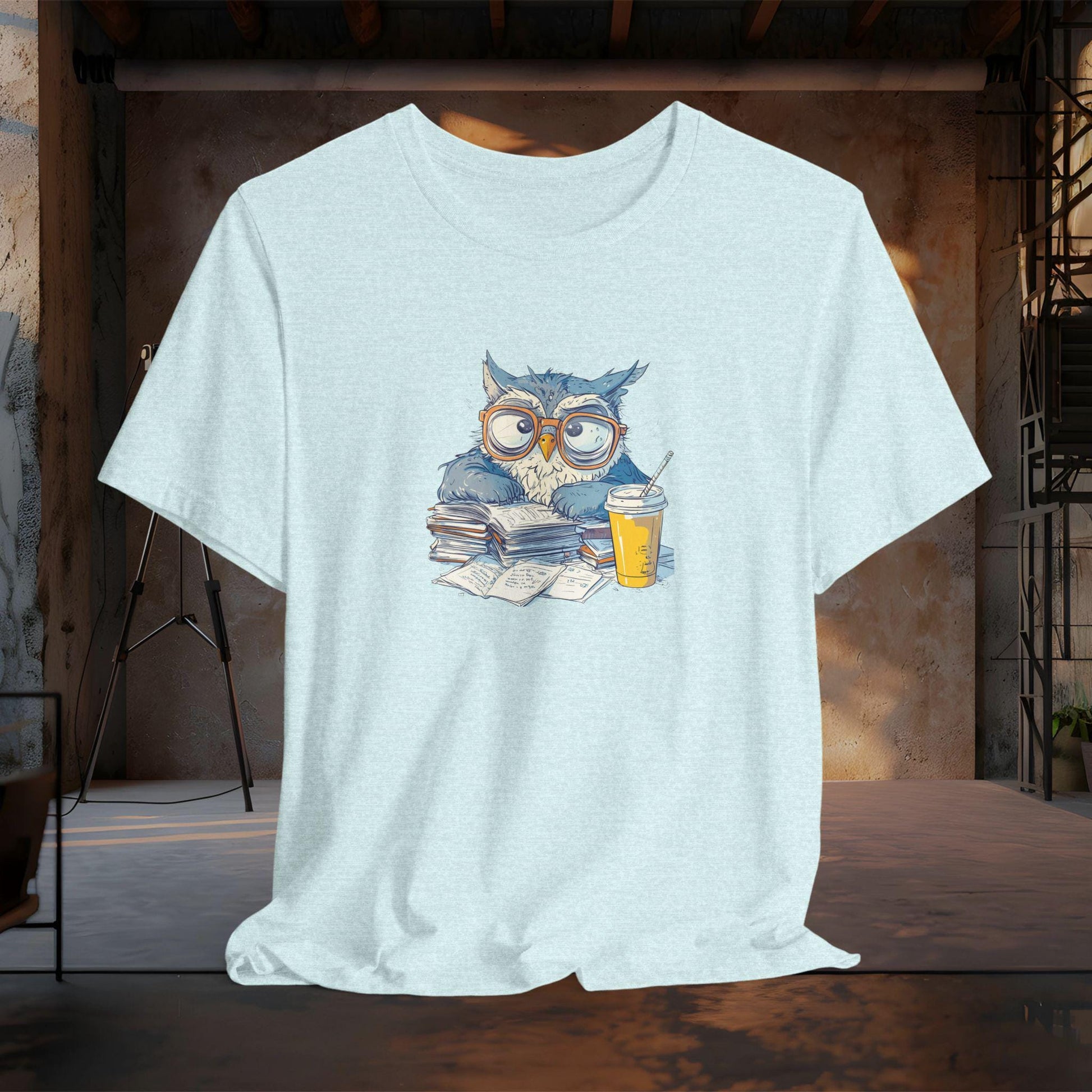 Studying Owl TShirt Cute Owl with Glasses Coffee Funny Student Shirt Owl Lover Graphic Tee Late Night Study Apparel Graphic Tee – Easygoing Wear · Trending Graphic Apparel