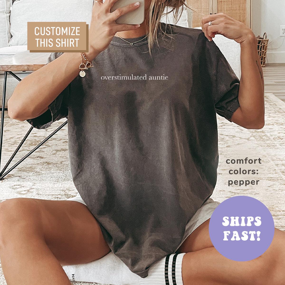 Overstimulated Auntie Shirt Cool Aunts Club Shirt Favorite Auntie Shirt New Aunt Shirt Bow Shirt for Aunt Aunt Gifts Graphic Tee – Soft Feel · Top Pick For Any Outfit