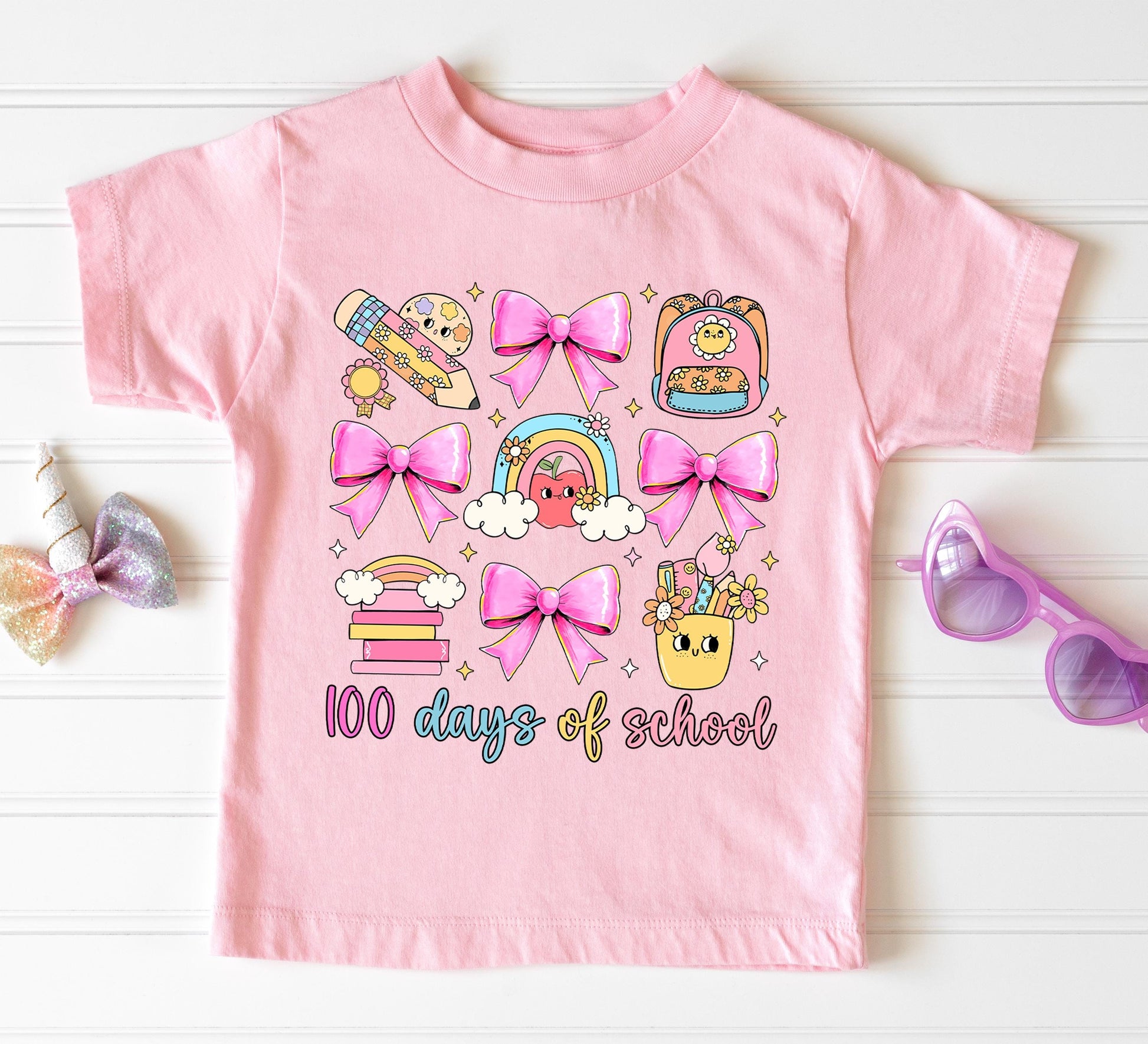 100 Days of School Coquette Kids Tee Shirt 100 Days Of School Shirt Cute One Hundredth Day Schooling Shirt Back to School Shirt Graphic Tee – Fan Favorite · Trending Graphic Apparel