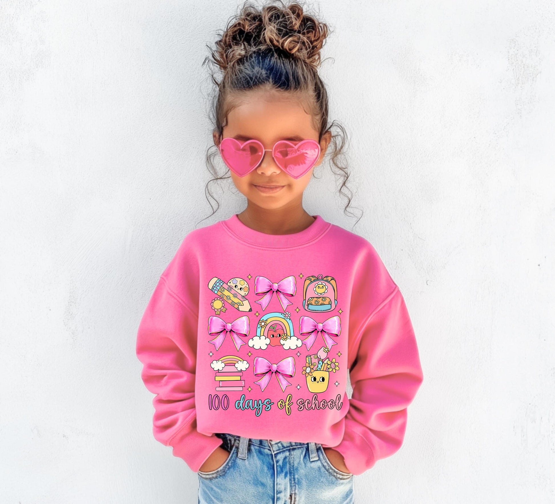 100 Days of School Coquette Kids Sweatshirt 100 Days Of School Shirt Cute One Hundredth Day Schooling Shirt Back to School Shirt Sweatshirt – Aesthetic Look · High-Quality Print