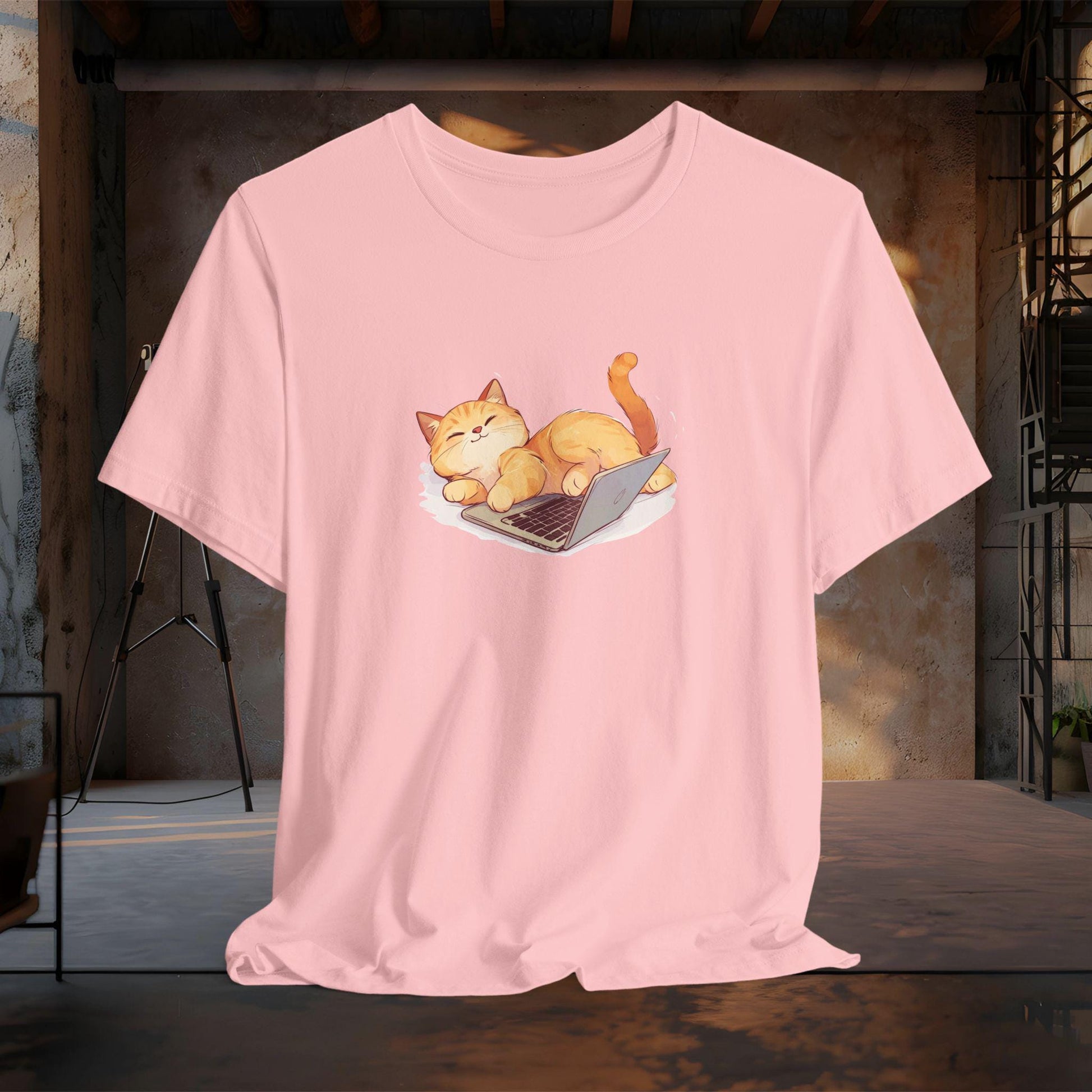 Lazy Cat Laptop TShirt Cute Cat Nap Tee Adorable Cat and Computer Shirt Relaxing Kitty Graphic Tee Pet Lover Shirt Graphic Tee – Everyday Comfort · Perfect For Daily Wear