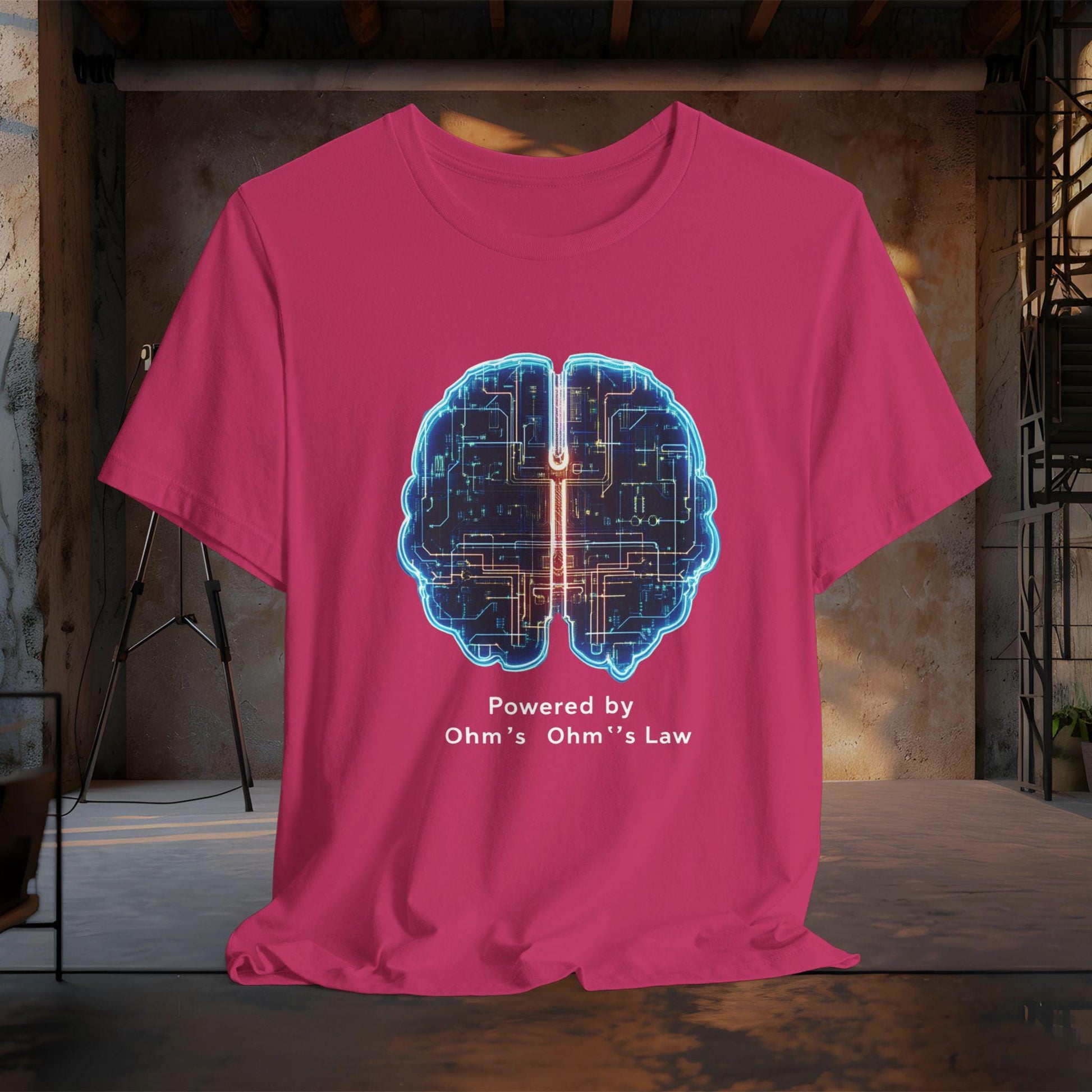 Powered by Ohm39s Law Shirt Electrical Engineer Gift Circuit Board Brain Tee STEM Nerd Shirt Tech Geek Apparel Graphic Tee – Fan Favorite · High-Quality Print