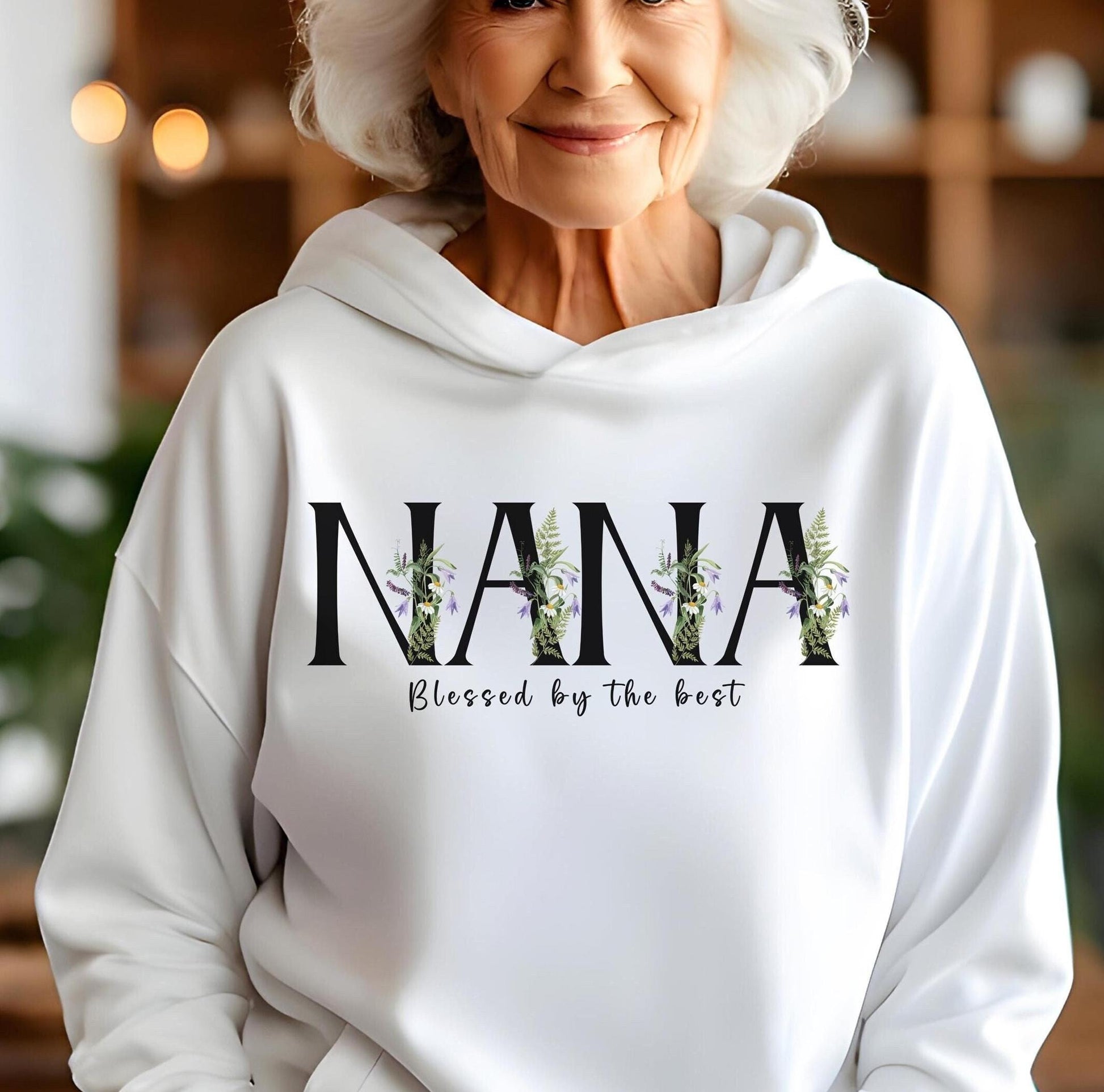 Blessed by the Best Cozy Nana Hoodie with Floral Design Grandma Hooded Sweatshirt Cute Nana Sweater Cute Holiday or Birthday Nana Gift Hoodie – Feel-Good Design · Perfect For Daily Wear