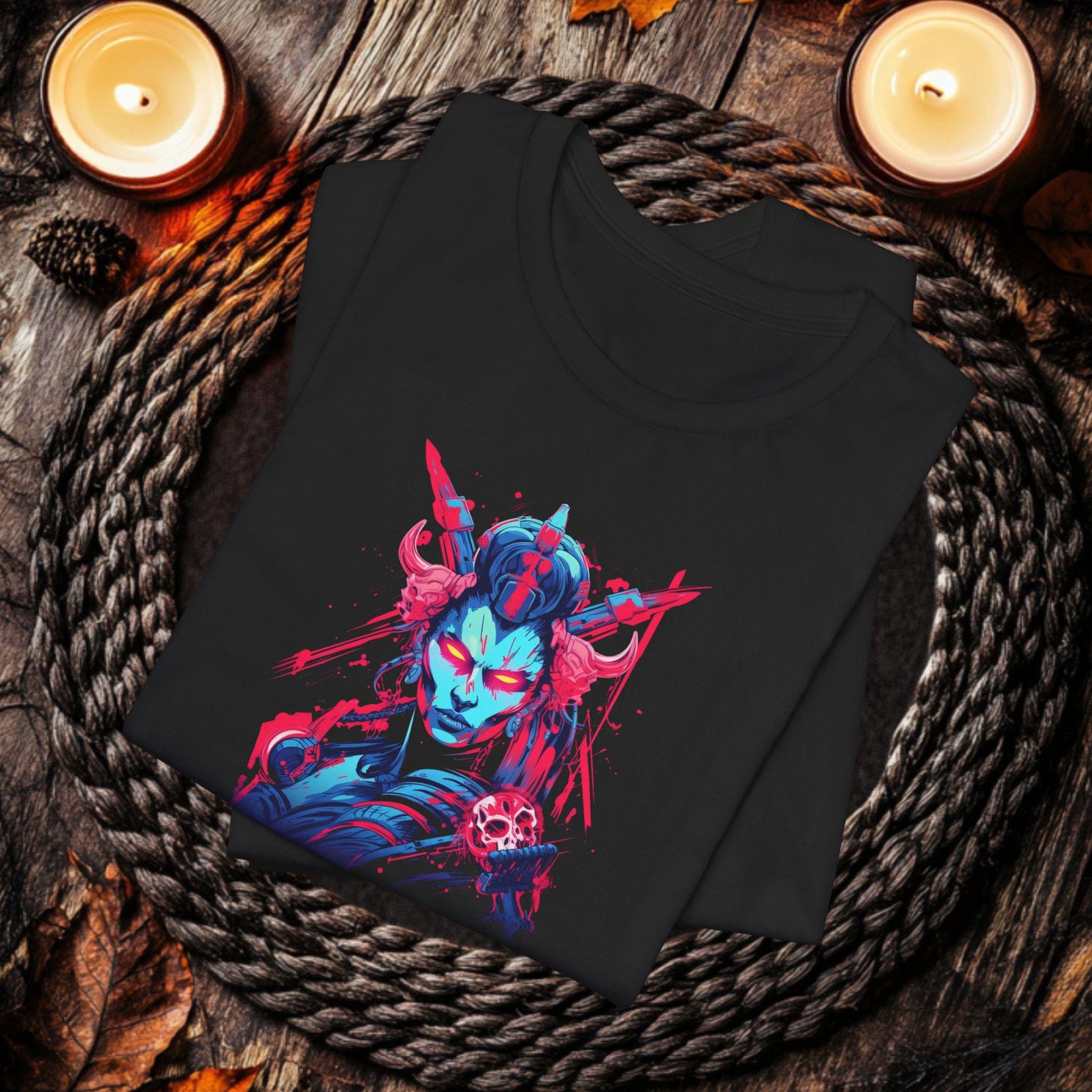 Female Cyberpunk Samurai TShirt Techno Warrior Apparel Gamer Girl Apparel Futuristic Ninja Design Bella Canvas XS to 5XL Graphic Tee – Warm & Stylish · Top Pick For Any Outfit