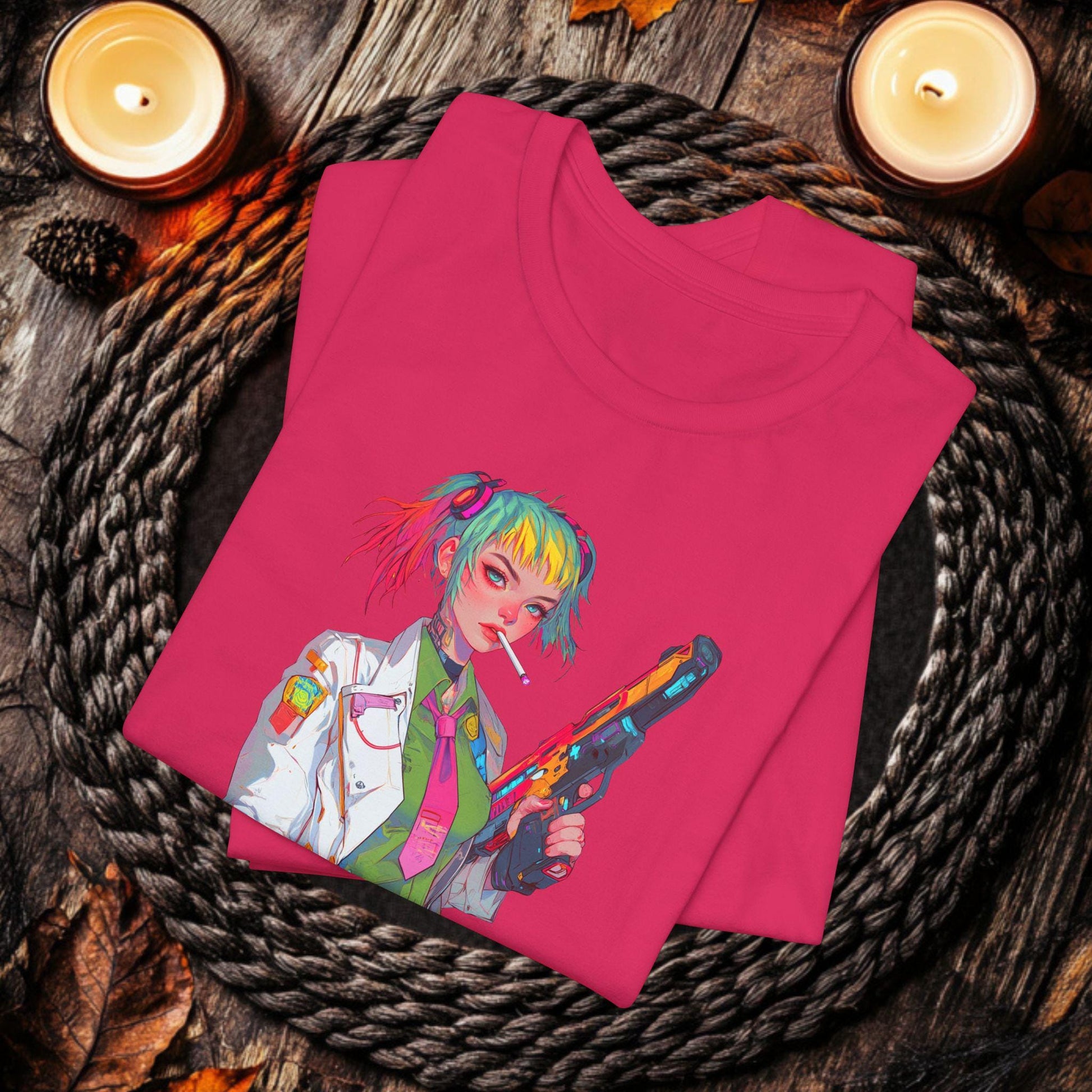 Cyberpunk Girl with Neon Hair TShirt Gamer Girl Apparel Retro Futurism Gamer Apparel Tech Fashion XS to 5XL Graphic Tee – Soft Feel · High-Quality Print