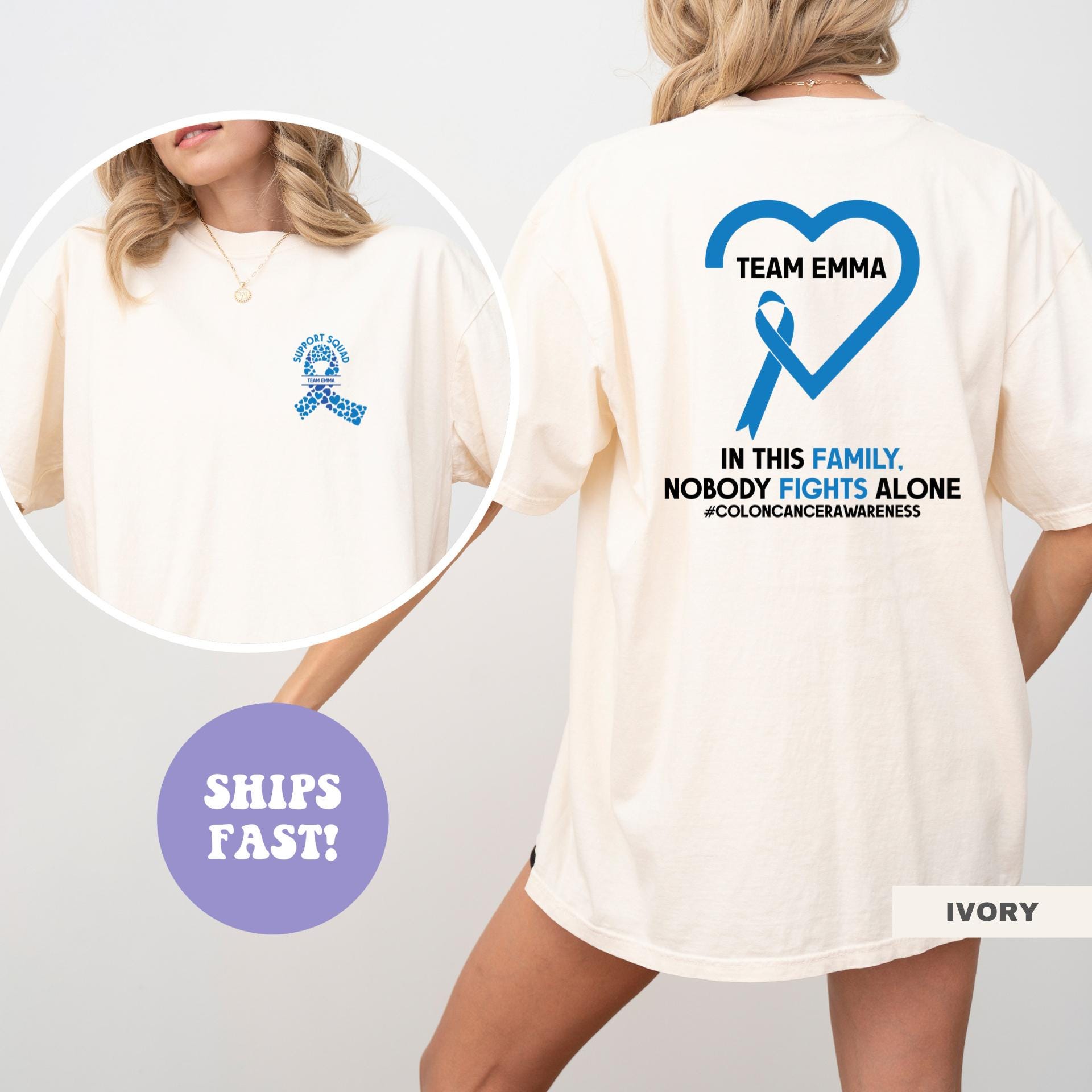 Custom Colon Cancer Shirt Colon Cancer Awareness Shirt Personalized Cancer Support Squad Shirt Blue Ribbon Shirt Graphic Tee – Easygoing Wear · Great Gift For Fans