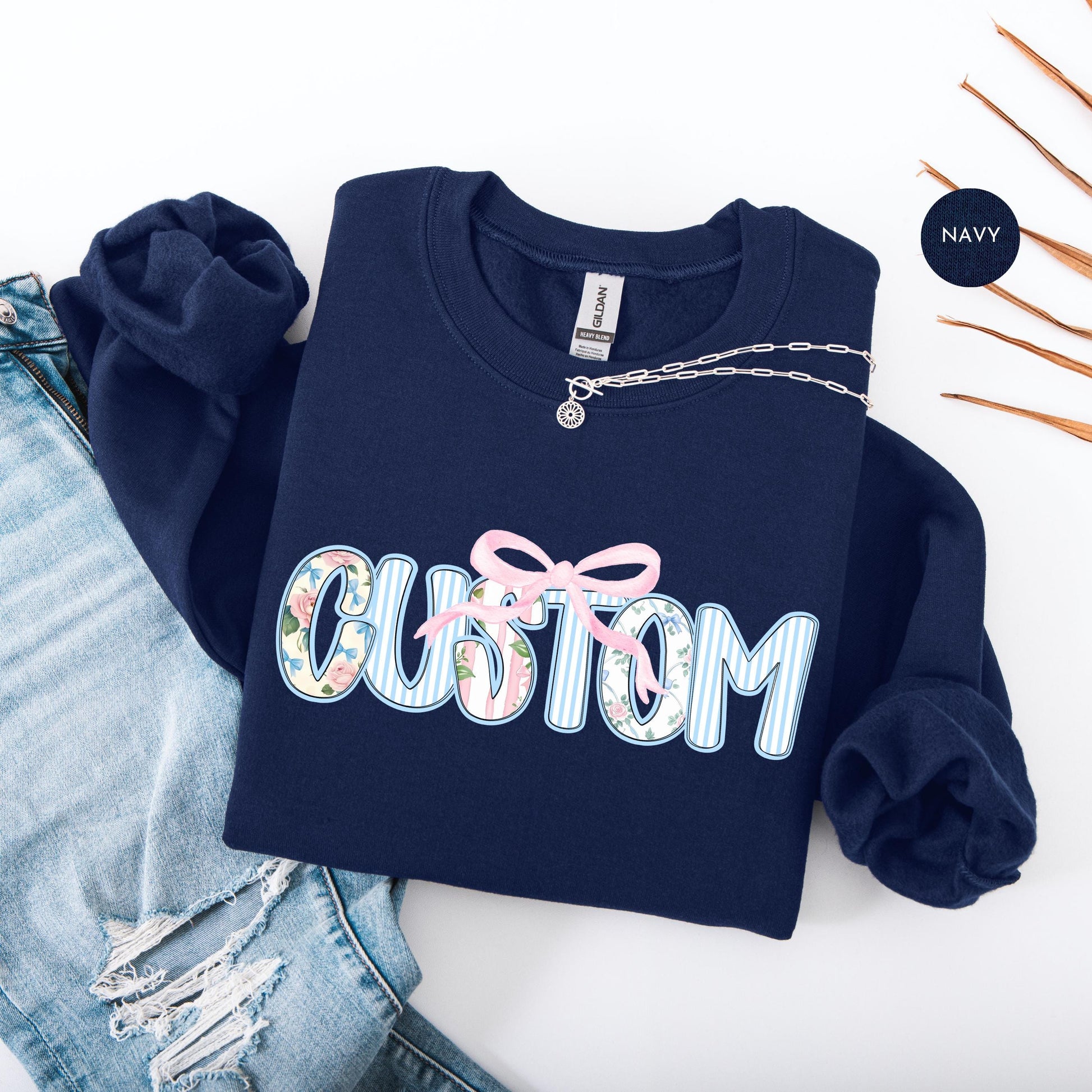 Custom Personalized Floral Preppy Name Sweatshirt Coquette Custom Name Grandma Shirt Mom Shirt Custom Name Shirt Sweatshirt Gifts Sweatshirt – Aesthetic Look · Top Pick For Any Outfit