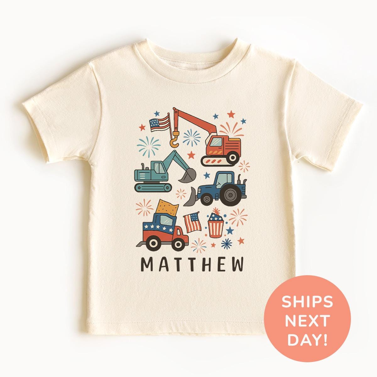 Custom Construction Truck Shirt and Onesie Fourth of July Shirt America Shirt Independence Day Shirt Patriotic Shirt Kids Shirt Graphic Tee – Aesthetic Look · Top Pick For Any Outfit